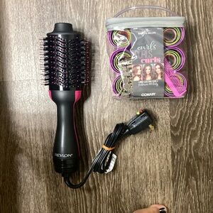 Revlon Salon One-Step Hair Dryer and Volumizer and Con Air Magnetic Rollers